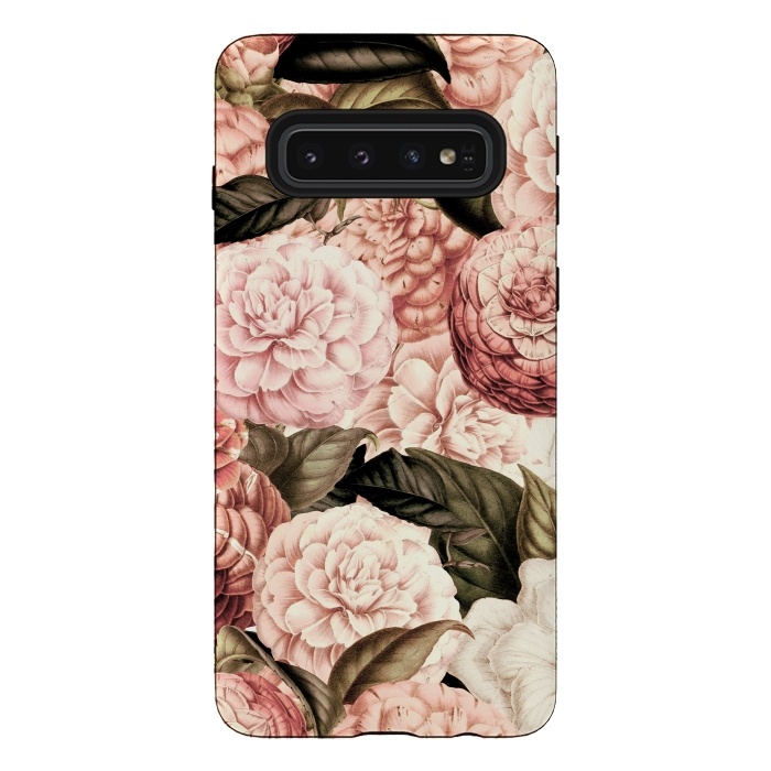 Galaxy S10 StrongFit Pink Vintage Camelia Pattern by  Utart