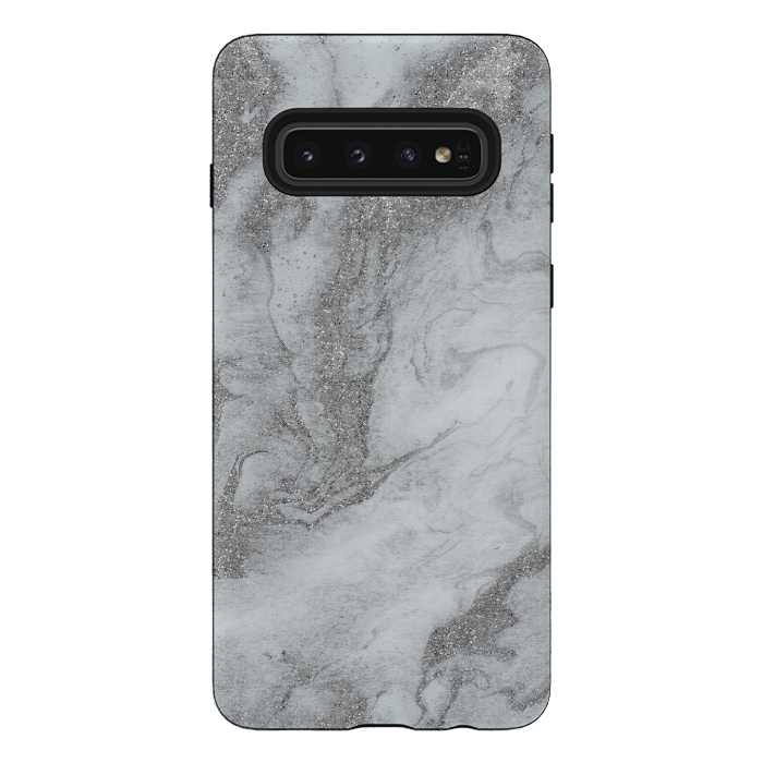 Galaxy S10 StrongFit Grey Silver Marble 2 by Andrea Haase