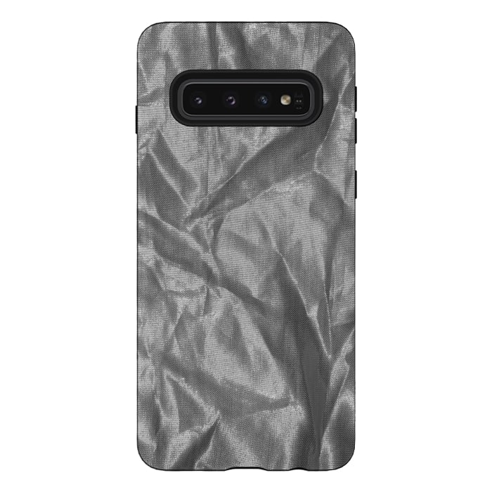 Galaxy S10 StrongFit Shiny Silver Fabric by Andrea Haase
