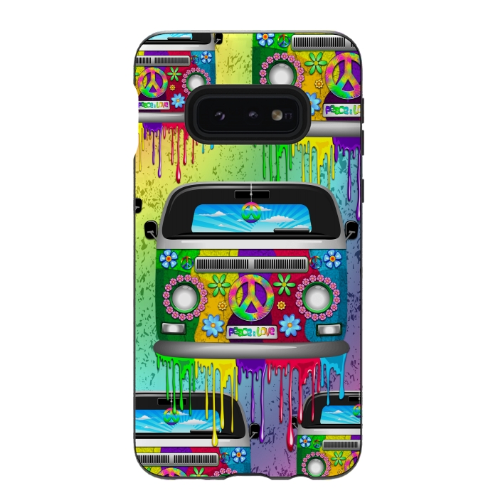 Galaxy S10e StrongFit Hippie Van Dripping Rainbow Paint by BluedarkArt