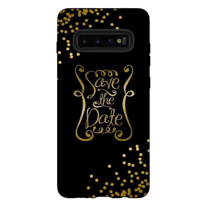 Galaxy S10 plus StrongFit Save The Date Golden Calligraphy by Andrea Haase