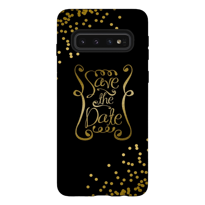 Galaxy S10 StrongFit Save The Date Golden Calligraphy by Andrea Haase
