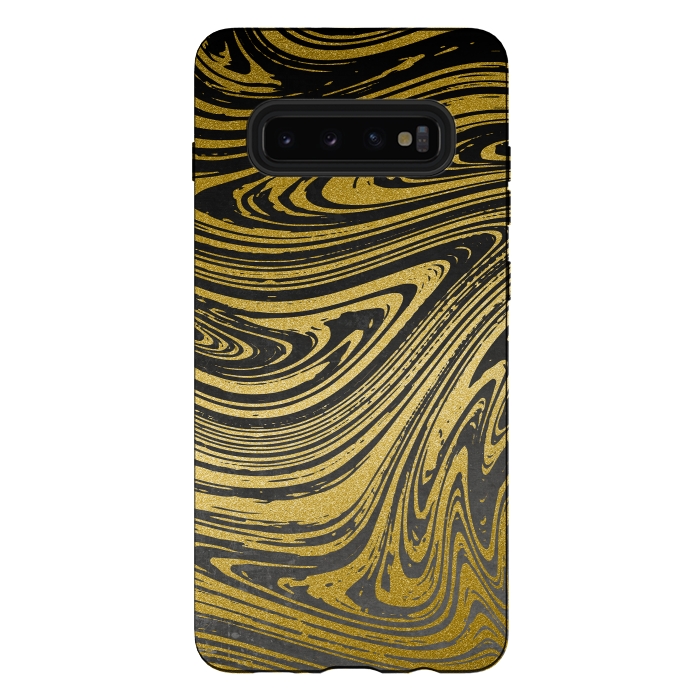 Galaxy S10 plus StrongFit Black Gold Marble 2 by Andrea Haase