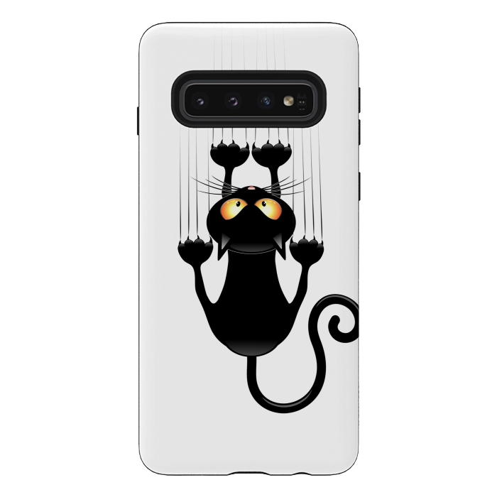 Galaxy S10 StrongFit Fun Cat Cartoon Scratching Wall by BluedarkArt