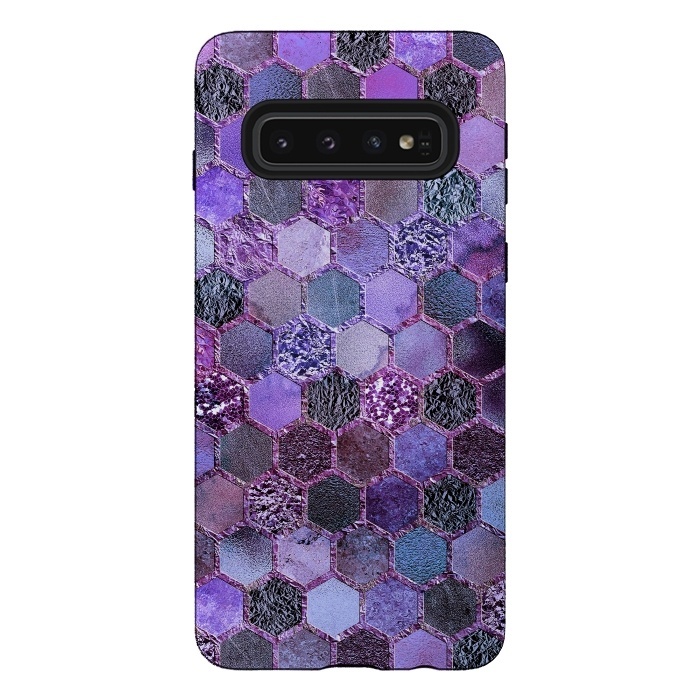 Galaxy S10 StrongFit Purple Metal Honeycomb Pattern by  Utart