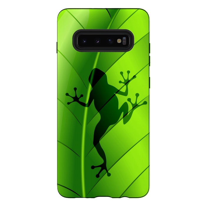 Galaxy S10 plus StrongFit Frog Shape on Green Leaf by BluedarkArt