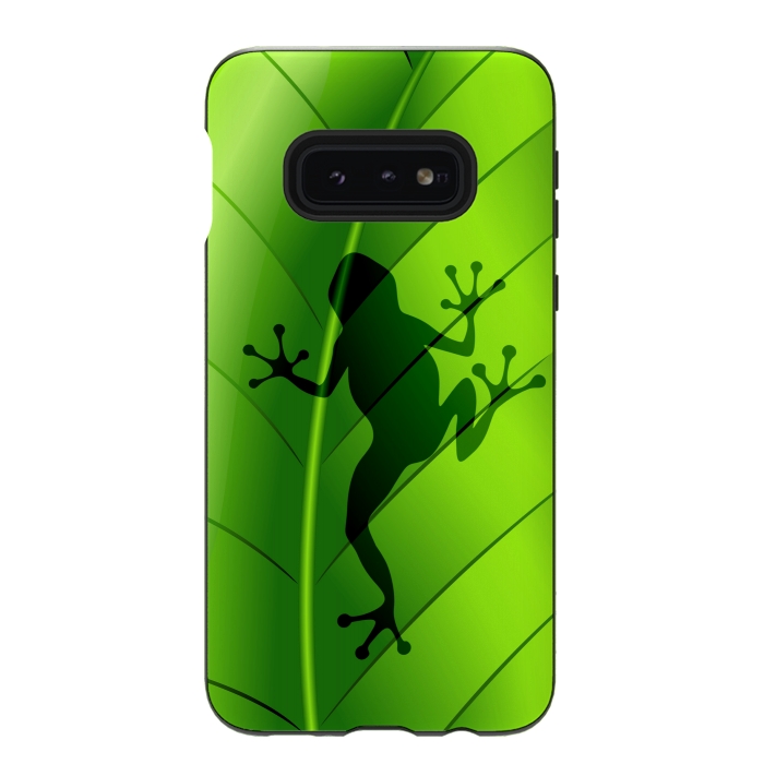 Galaxy S10e StrongFit Frog Shape on Green Leaf by BluedarkArt