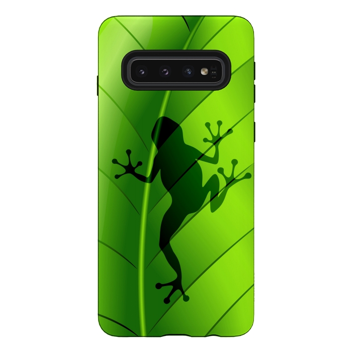 Galaxy S10 StrongFit Frog Shape on Green Leaf by BluedarkArt