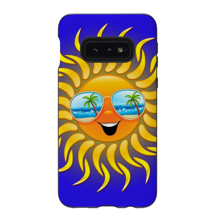 Galaxy S10e StrongFit Summer Sun Cartoon with Sunglasses by BluedarkArt