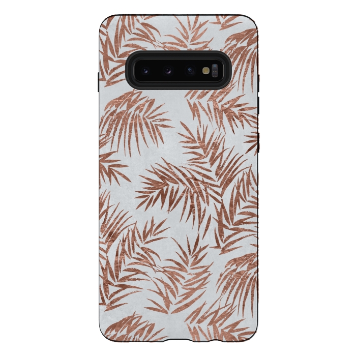 Galaxy S10 plus StrongFit Copper Palm Leaves 2 by Andrea Haase