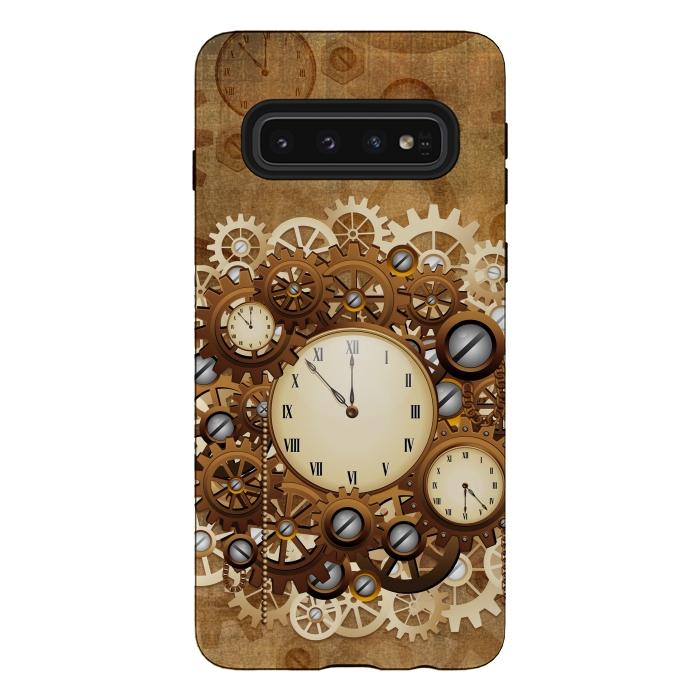 Galaxy S10 StrongFit Steampunk Clocks and Gears Vintage Style  by BluedarkArt
