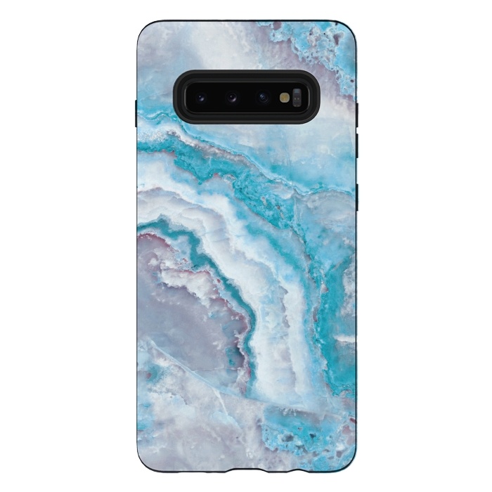 Galaxy S10 plus StrongFit Teal Veined Agate by  Utart