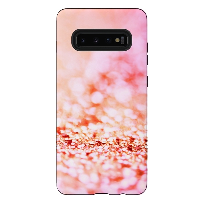 Galaxy S10 plus StrongFit Sunny pink faux glitter by  Utart