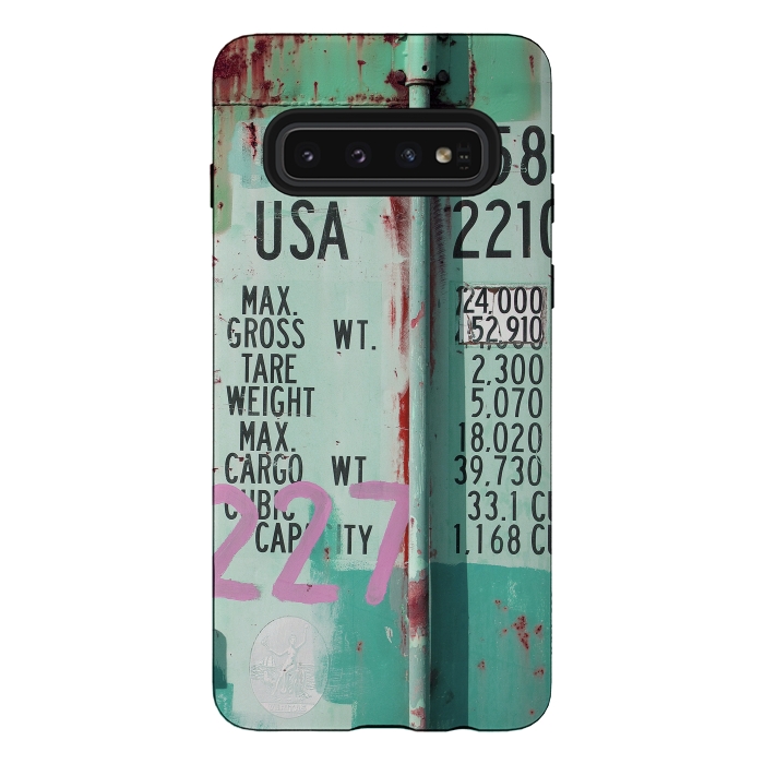 Galaxy S10 StrongFit Turquoise Grafitti Container by Andrea Haase