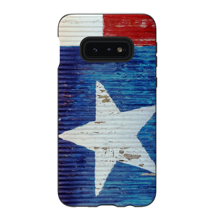 Galaxy S10e StrongFit Texas Flag On Distressed Metal by Andrea Haase