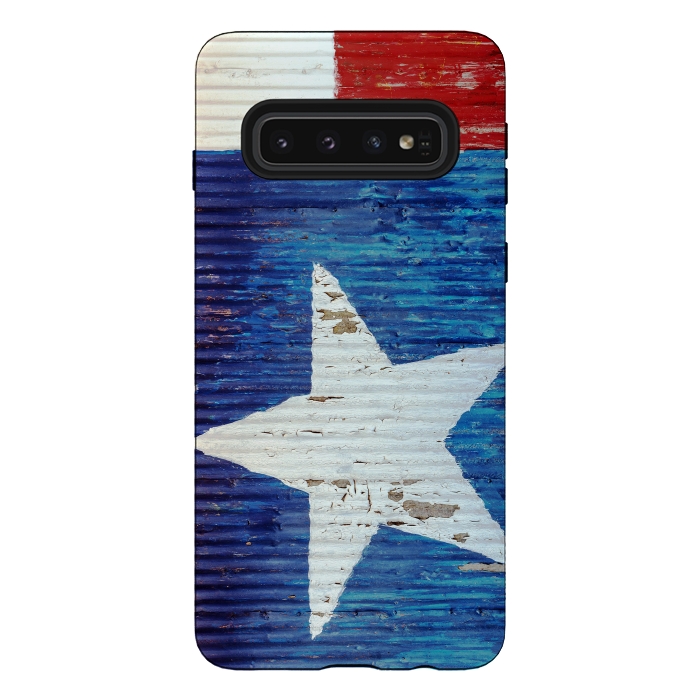 Galaxy S10 StrongFit Texas Flag On Distressed Metal by Andrea Haase