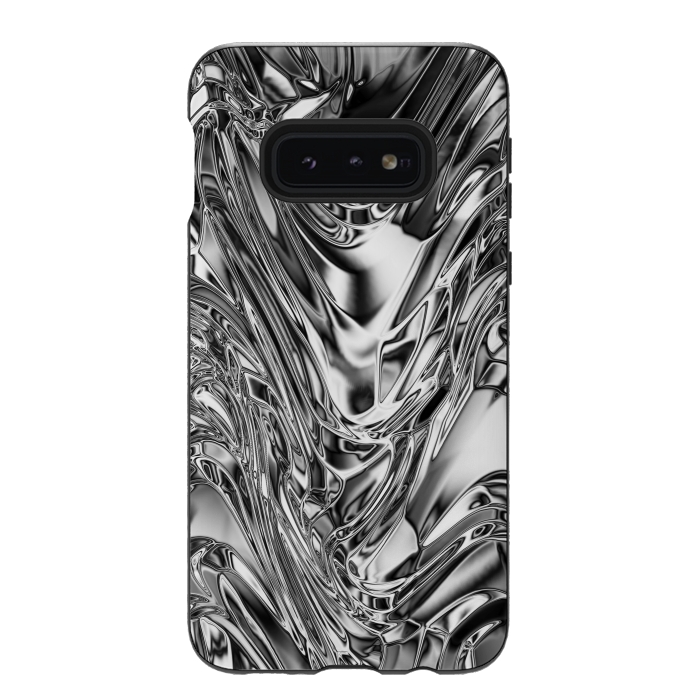 Galaxy S10e StrongFit Silver Aluminium Molten Metal Digital Texture by BluedarkArt