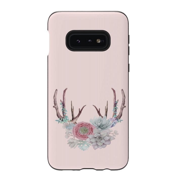 Galaxy S10e StrongFit Bohomian Art- Antlers Flowers and Cactus by  Utart