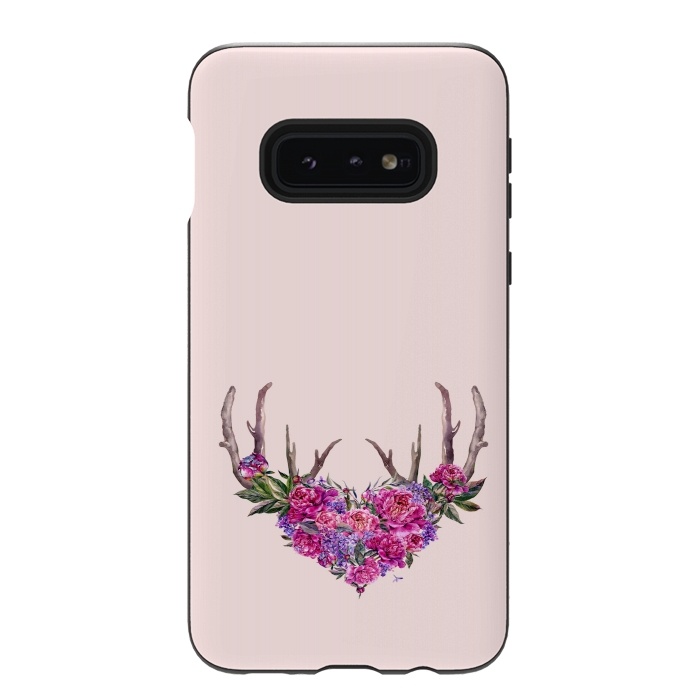 Galaxy S10e StrongFit Bohemian Watercolor Illustration - Heart and Antler by  Utart