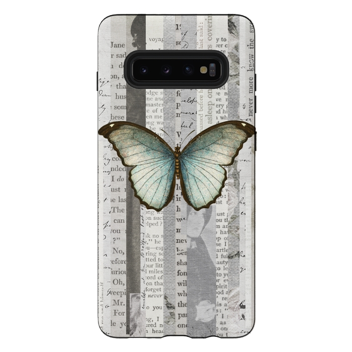 Galaxy S10 plus StrongFit Vintage Butterfly Paper Collage by Andrea Haase