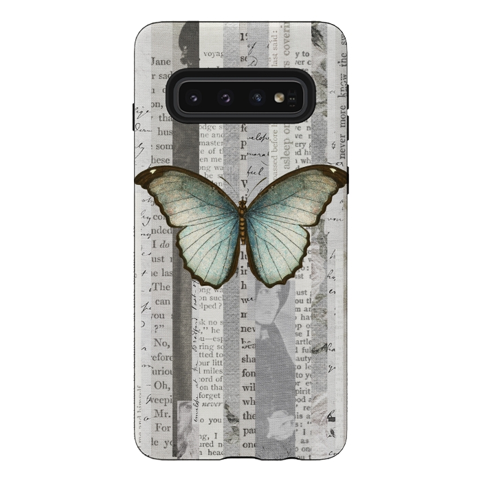 Galaxy S10 StrongFit Vintage Butterfly Paper Collage by Andrea Haase