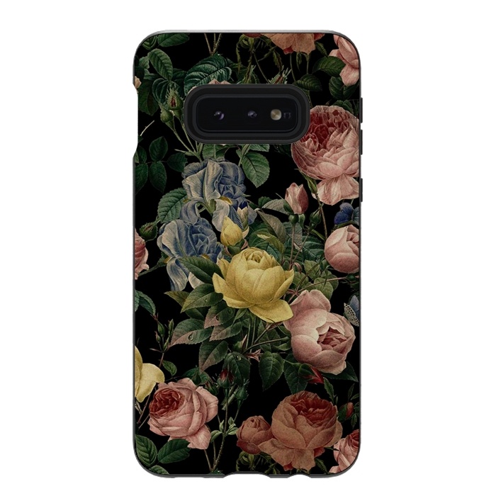 Galaxy S10e StrongFit Victorian Vintage Roses on Black by  Utart