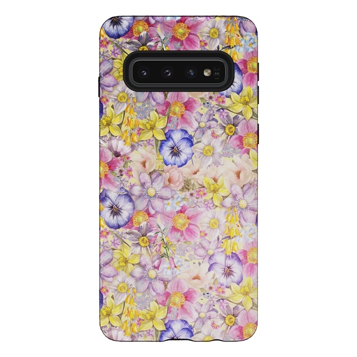Galaxy S10 StrongFit Lovely Spring Pansy Pattern by  Utart
