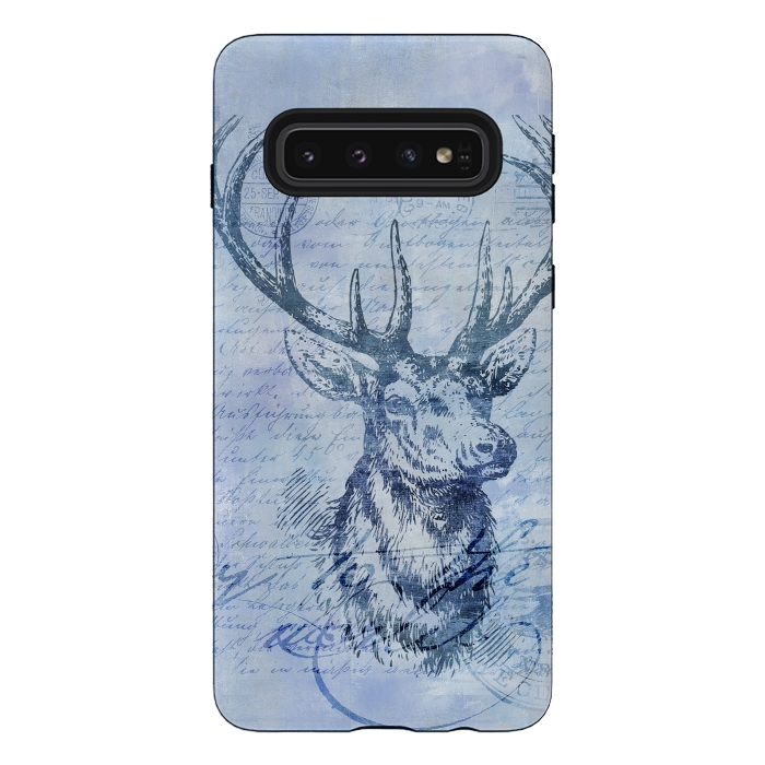 Galaxy S10 StrongFit Blue Nostalgic Deer by Andrea Haase