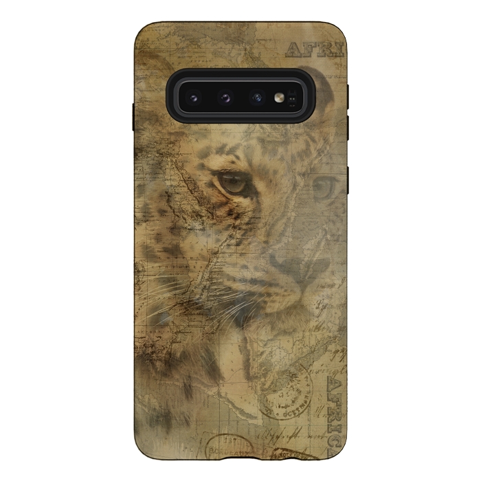Galaxy S10 StrongFit Cheetah Vintage Style by Andrea Haase