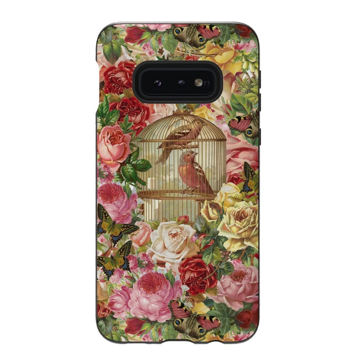 Galaxy S10e StrongFit Vintage Bird Cage and Flowers by Andrea Haase
