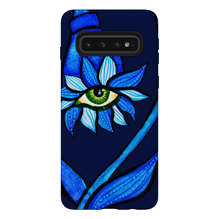 Galaxy S10 StrongFit Blue Staring Creepy Eye Flower by Boriana Giormova