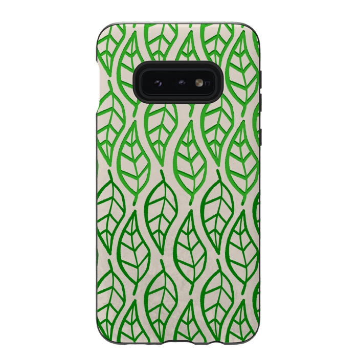 Galaxy S10e StrongFit leaf pattern green by MALLIKA