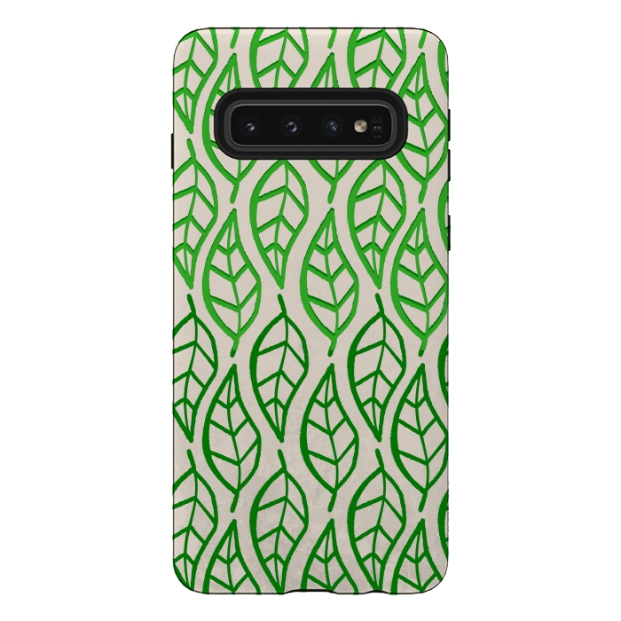 Galaxy S10 StrongFit leaf pattern green by MALLIKA
