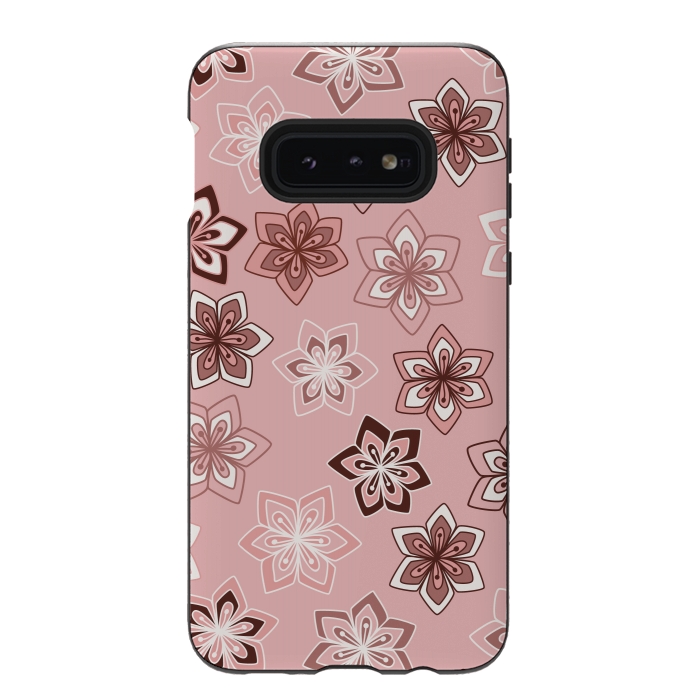 Galaxy S10e StrongFit Diamond flowers on pink by Paula Ohreen