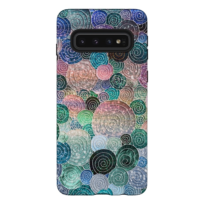 Galaxy S10 StrongFit Multicolor Trendy Dots and Circles  by  Utart