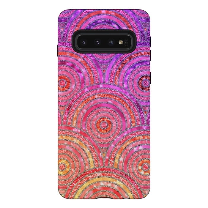 Galaxy S10 StrongFit Multicolor Pink Gold Circles  by  Utart