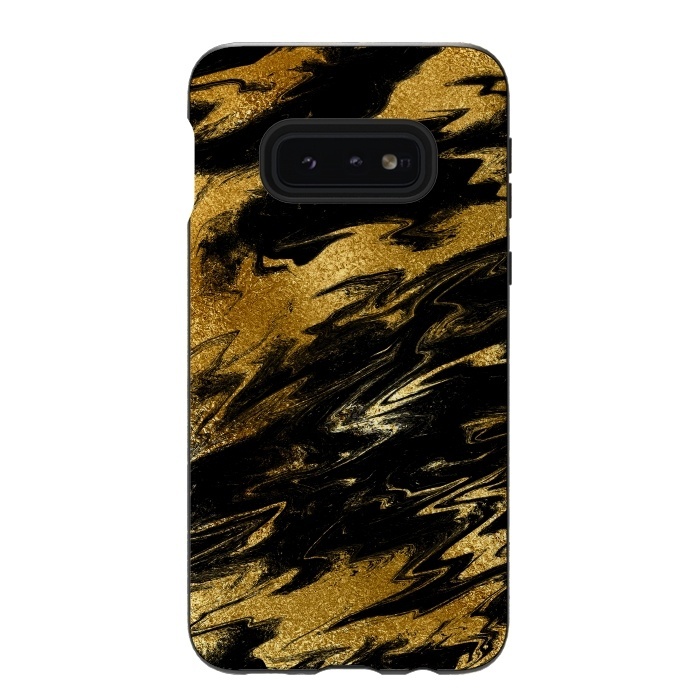 Galaxy S10e StrongFit Black and Gold Marble by  Utart