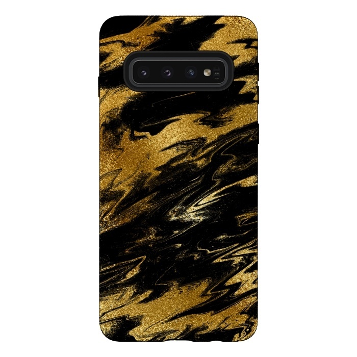 Galaxy S10 StrongFit Black and Gold Marble by  Utart