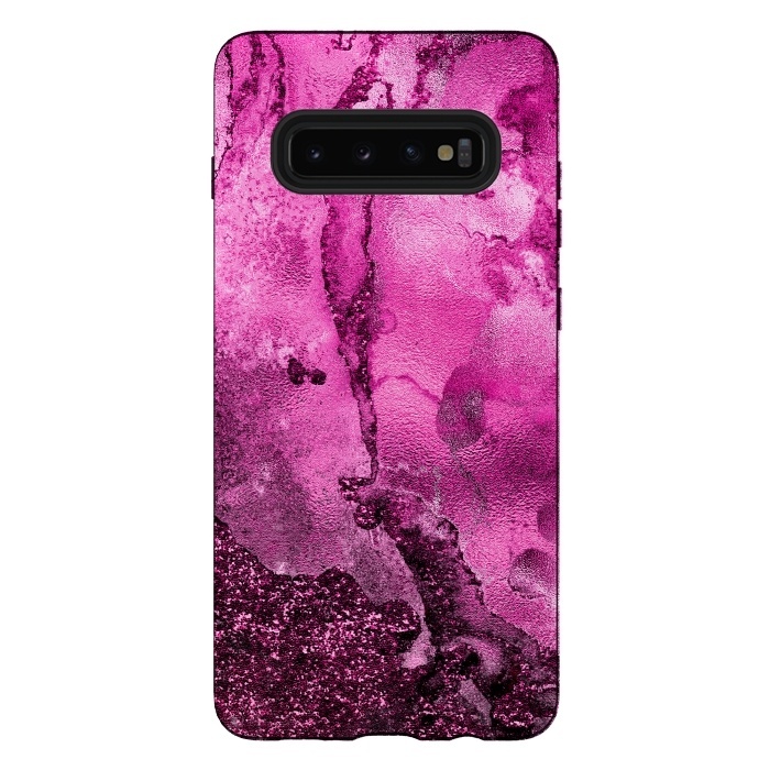 Galaxy S10 plus StrongFit Purple and Pink Glittering Ink Marble by  Utart