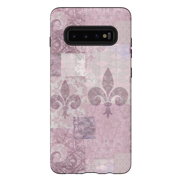 Galaxy S10 plus StrongFit Romantic Vintage Pattern Soft Pink by Andrea Haase