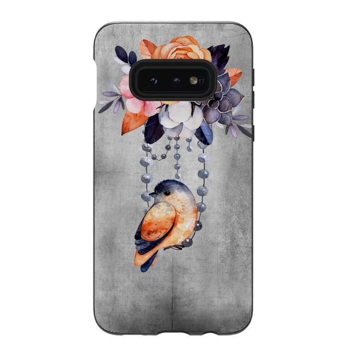Galaxy S10e StrongFit Vintage flowers and bird by  Utart