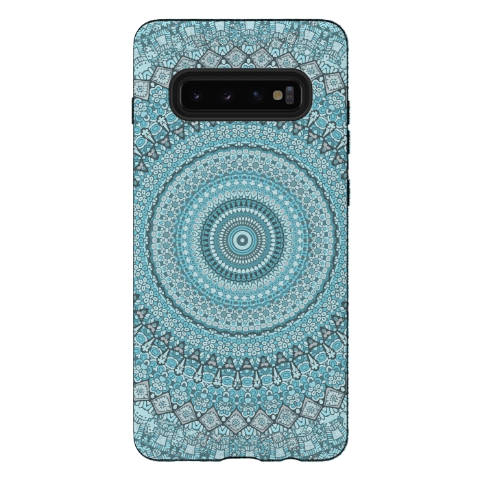 Galaxy S10 plus StrongFit Teal Turquoise Mandala by Andrea Haase