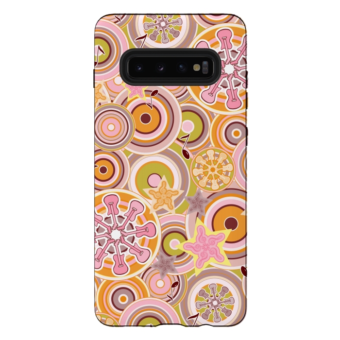 Galaxy S10 plus StrongFit Glam Boho Rock in Pink and Orange by Paula Ohreen