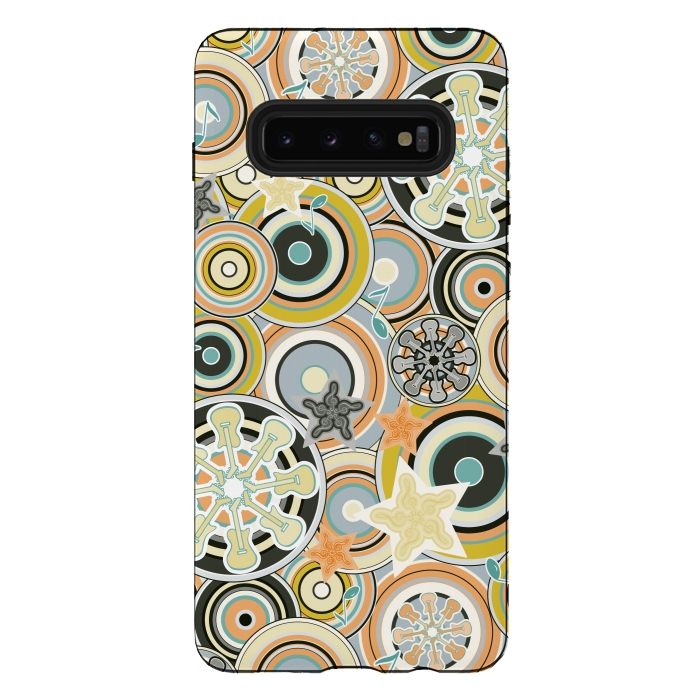 Galaxy S10 plus StrongFit Glam Boho Rock in Navy and Green by Paula Ohreen