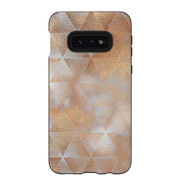 Galaxy S10e StrongFit Rose Gold Marble Triangle Pattern by  Utart