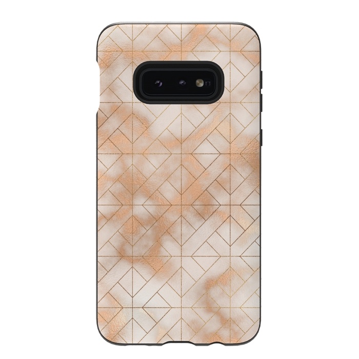 Galaxy S10e StrongFit Modern Quadrangle Shapes Rose Gold Marble Pattern by  Utart