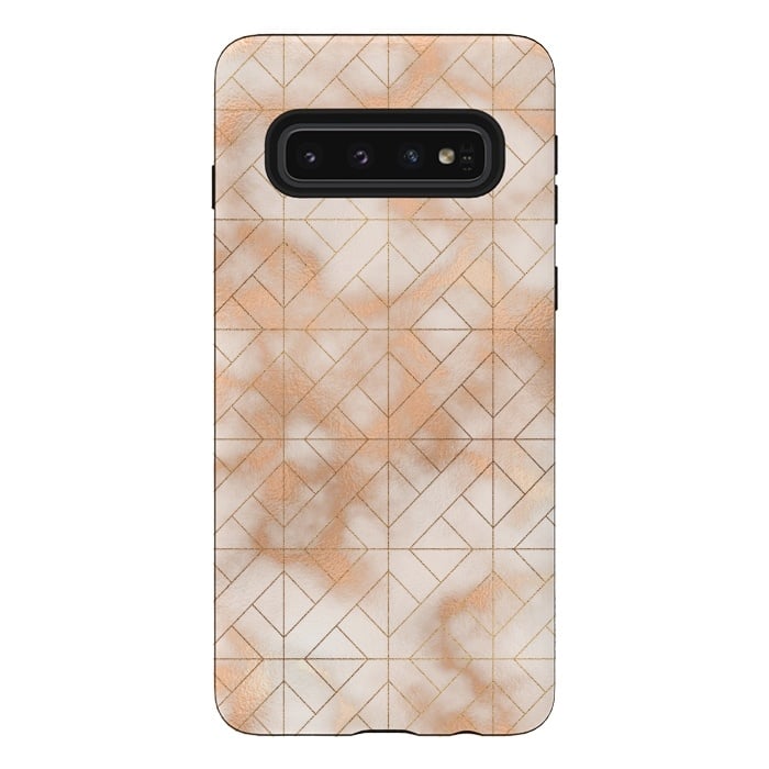 Galaxy S10 StrongFit Modern Quadrangle Shapes Rose Gold Marble Pattern by  Utart