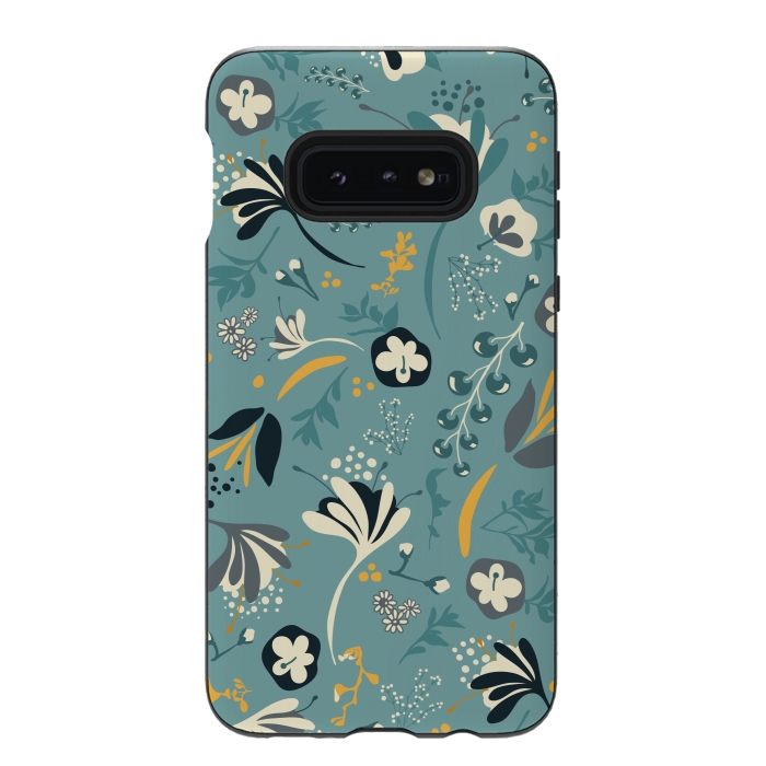 Galaxy S10e StrongFit Beautiful BC Bloom in Blue and Yellow by Paula Ohreen