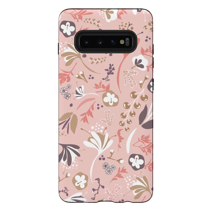 Galaxy S10 plus StrongFit Beautiful Blooms in Pink and Purple by Paula Ohreen