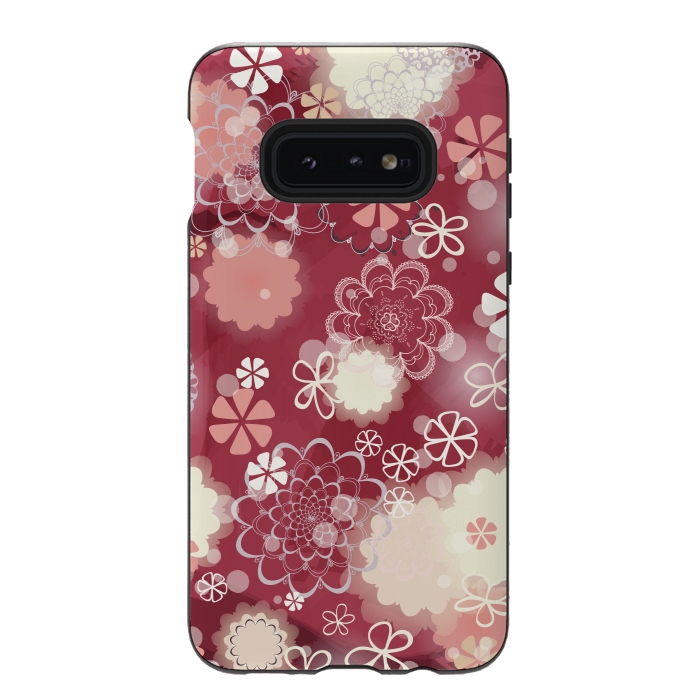Galaxy S10e StrongFit Lacy Flowers on Bright Pink by Paula Ohreen
